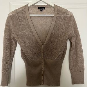 Bebe Champagne Cropped Cardigan